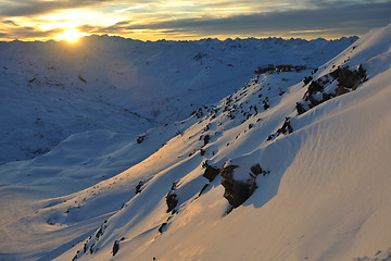 Image showing mountain snow sunset