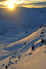 Image showing mountain snow sunset