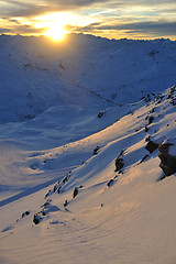 Image showing mountain snow sunset