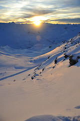 Image showing mountain snow sunset