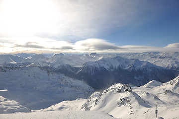 Image showing mountain snow sunset