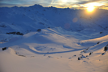 Image showing mountain snow sunset