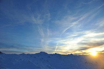 Image showing mountain snow sunset