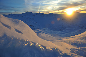 Image showing mountain snow sunset