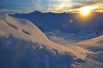 Image showing mountain snow sunset