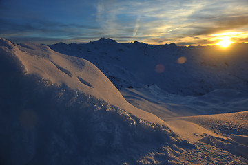 Image showing mountain snow sunset