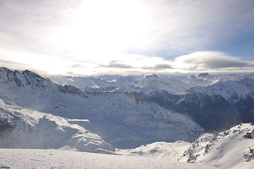 Image showing mountain snow sunset