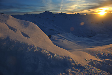 Image showing mountain snow sunset