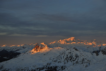 Image showing mountain snow sunset