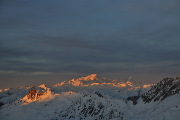 Image showing mountain snow sunset