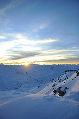 Image showing mountain snow sunset