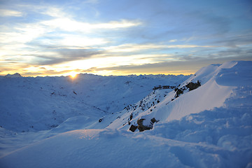 Image showing mountain snow sunset