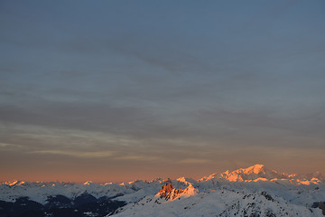 Image showing mountain snow sunset