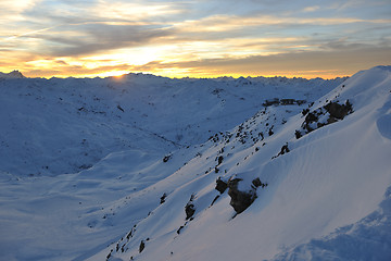 Image showing mountain snow sunset