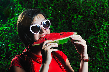 Image showing woman watermelon