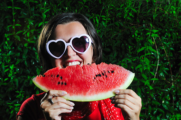 Image showing woman watermelon