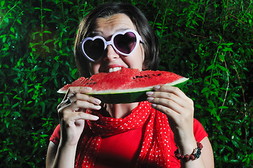 Image showing woman watermelon