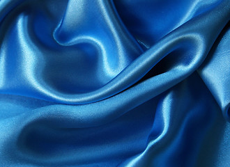 Image showing Smooth elegant dark blue silk can use as background 