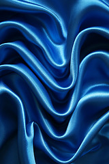 Image showing Smooth elegant dark blue silk can use as background 