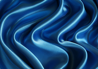 Image showing Smooth elegant dark blue silk can use as background 