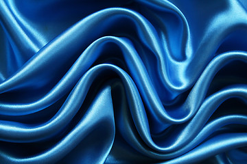 Image showing Smooth elegant dark blue silk can use as background 