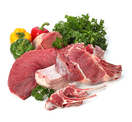 Image showing raw meat with vegetables