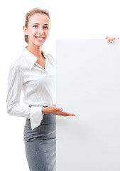 Image showing business woman with empty poster