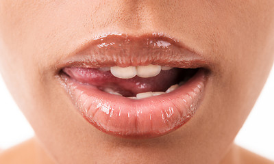 Image showing woman's mouth close up