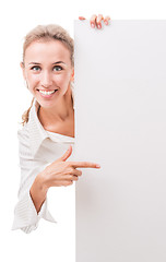 Image showing business woman with empty poster