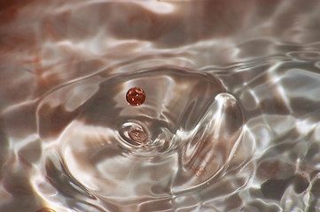 Image showing Red wine drop in water