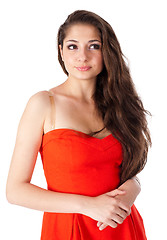 Image showing Pretty girl in red