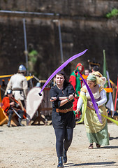 Image showing Medieval Hostess with Ribbons