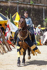 Image showing Medieval Woman Riding a Horse