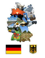 Image showing The map of regions and the arms of Germany