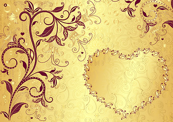 Image showing Gold valentine frame