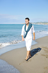 Image showing happy young woman on beach