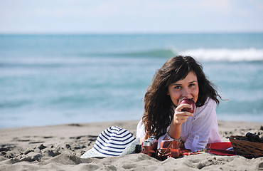 Image showing happy young woman on beach