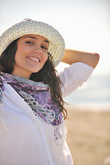 Image showing happy young woman on beach