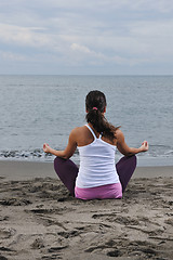 Image showing woman yoga beach