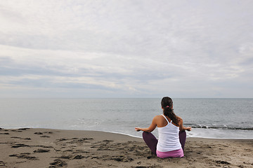 Image showing woman yoga beach