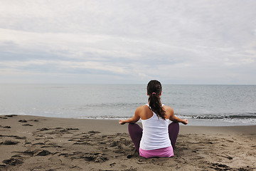 Image showing woman yoga beach