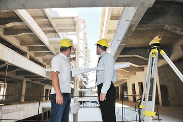 Image showing Team of architects on construciton site