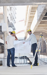 Image showing Team of architects on construciton site