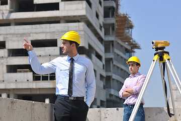 Image showing Team of architects on construciton site