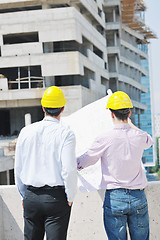 Image showing Team of architects on construciton site