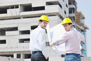 Image showing Team of architects on construciton site