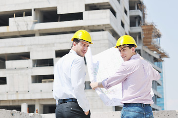 Image showing Team of architects on construciton site