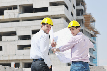 Image showing Team of architects on construciton site