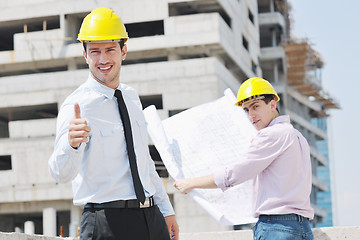 Image showing Team of architects on construciton site