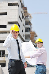 Image showing Team of architects on construciton site